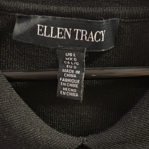 Ellen Tracy Black Midi Dress with White Trim - Picture 4 of 6